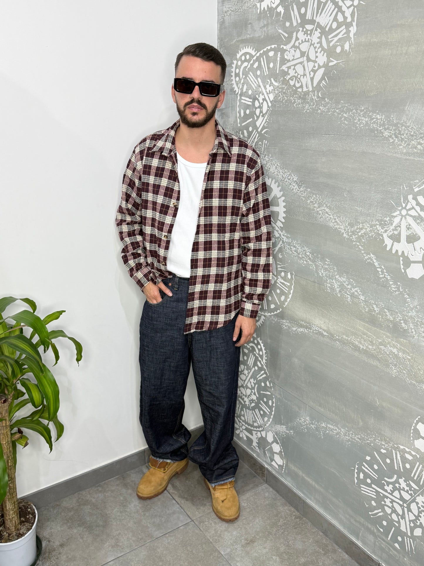 CAMICIA FLANELLA BORDEAUX