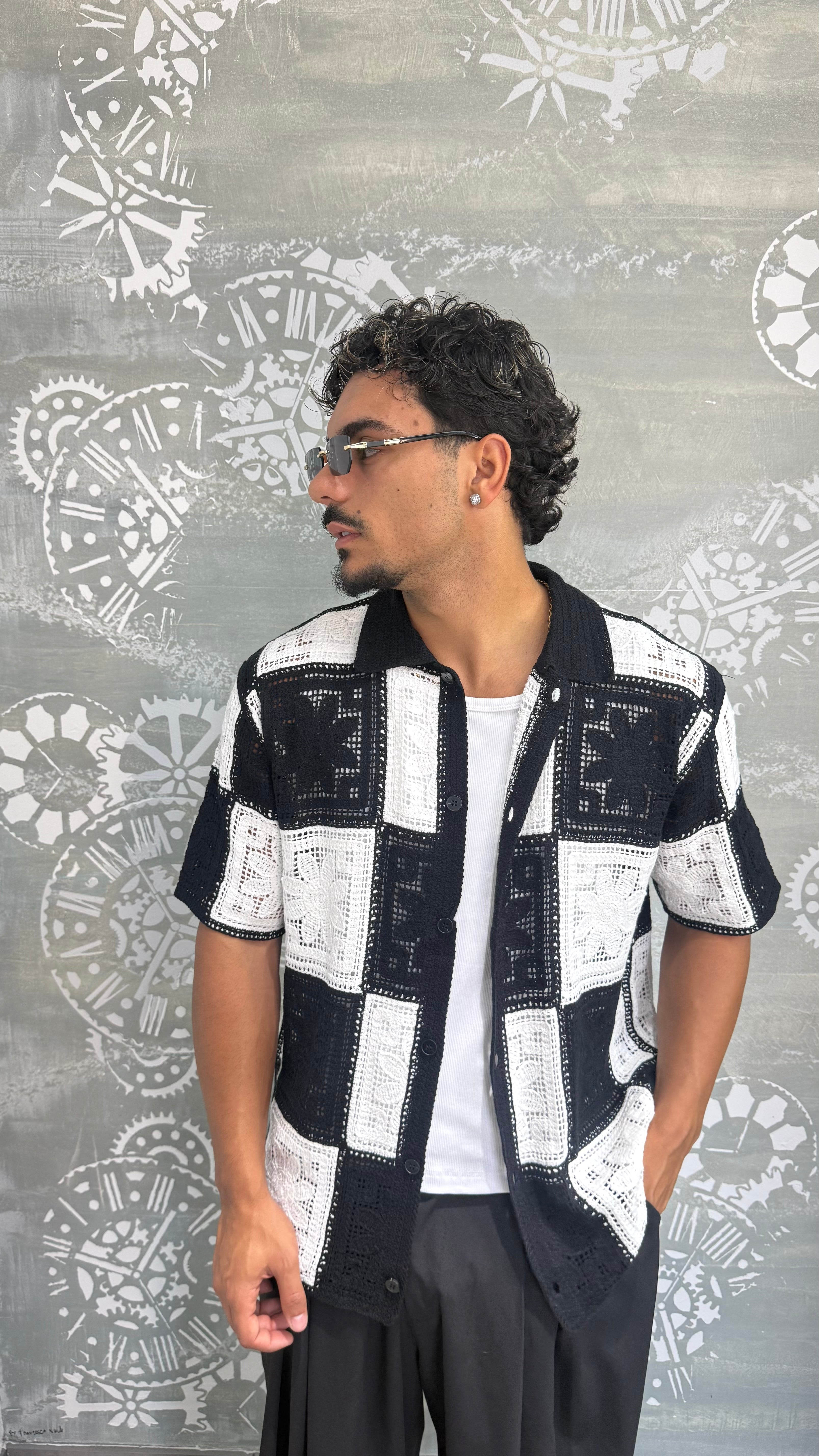 CARDIGAN SCACCHI B&W