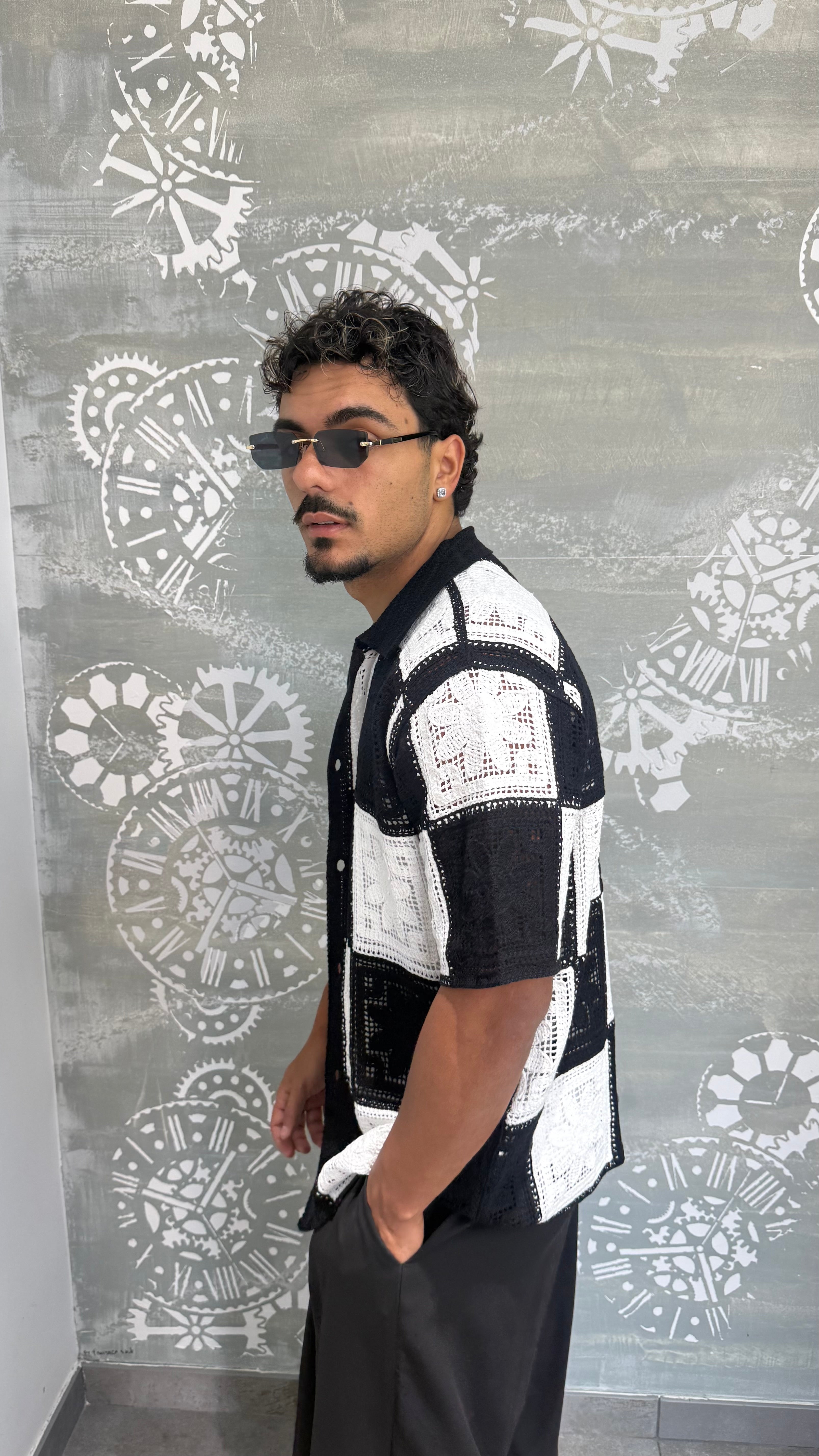 CARDIGAN SCACCHI B&W