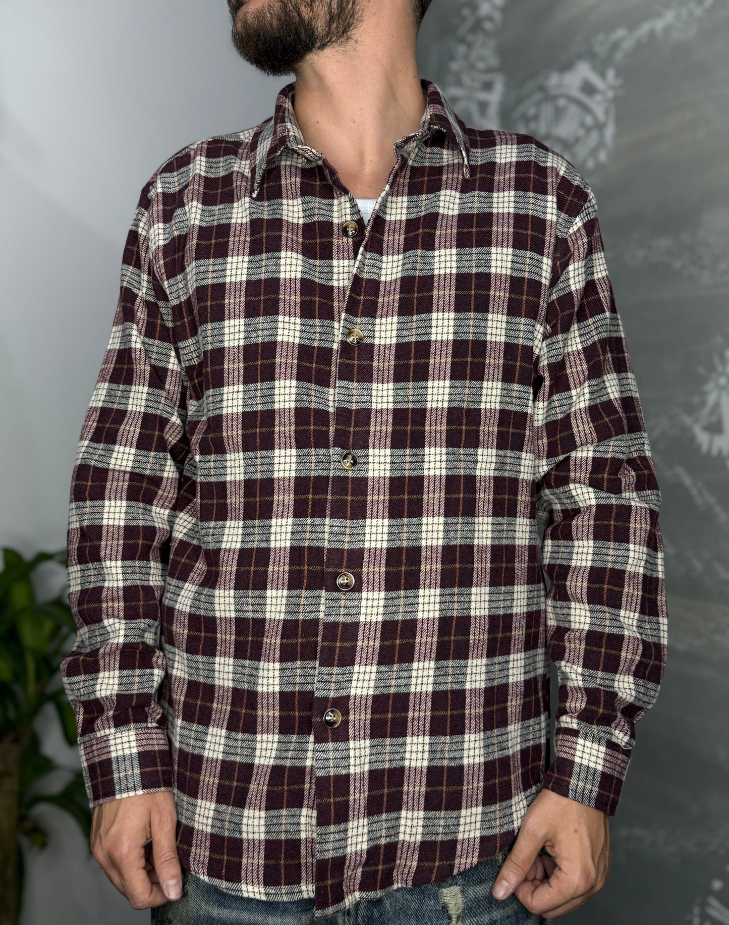 CAMICIA FLANELLA BORDEAUX