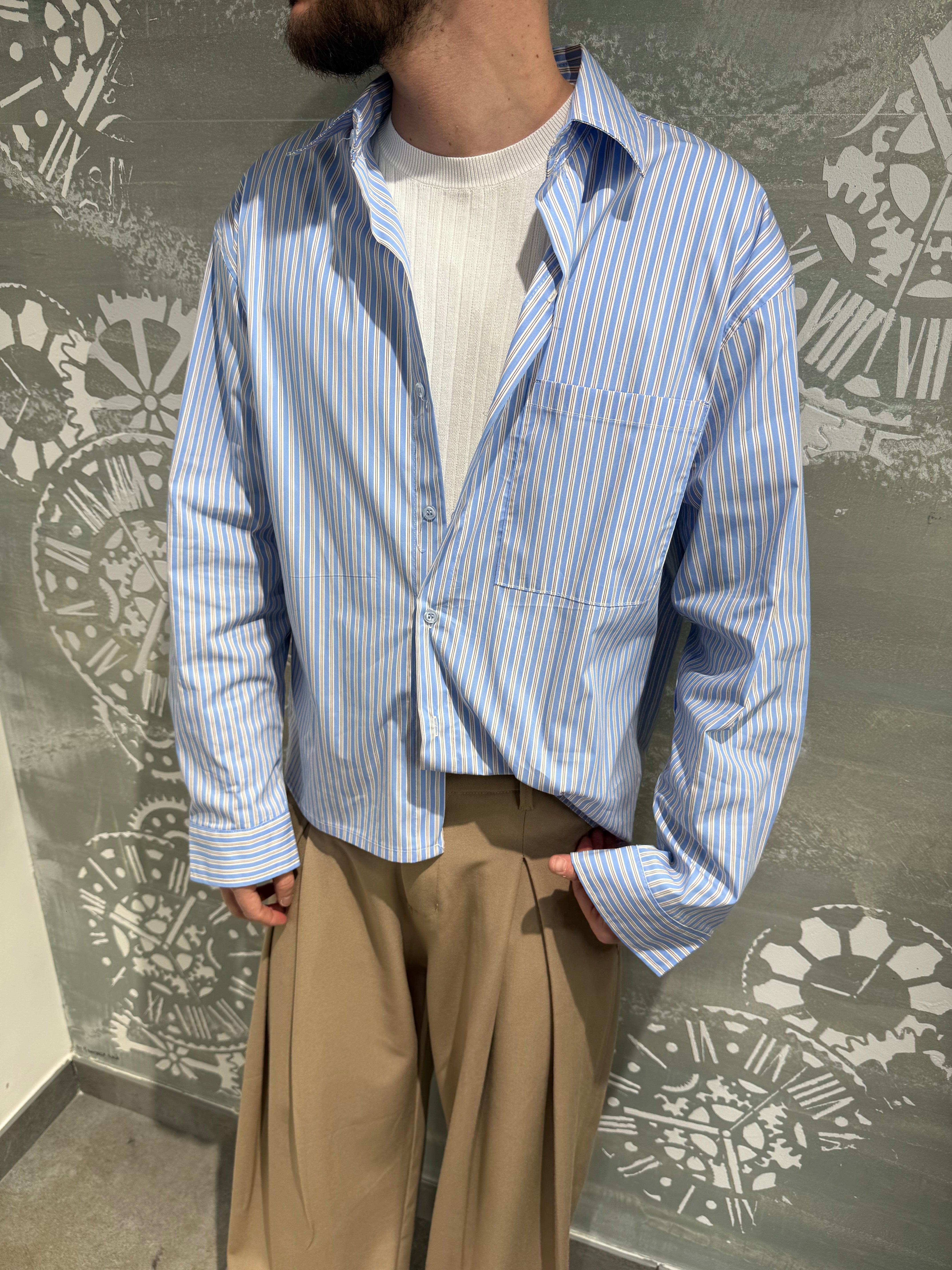 CAMICIA MILLE RIGHE AZZURRA